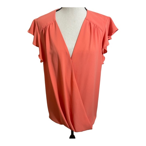 Vince Camuto womens wrap style ruffle sleeves orange Size X-LARGE - Picture 1 of 8